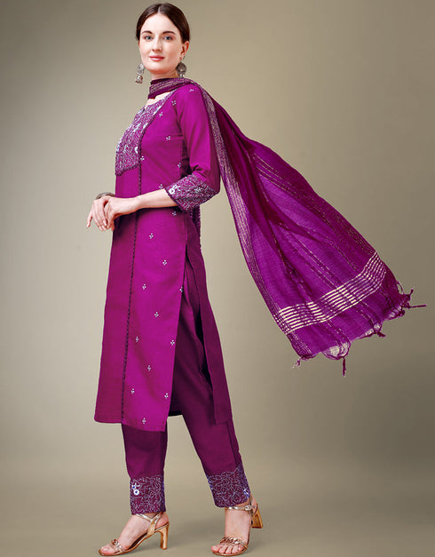 glamorous purple cotton blend trendy fashioner cotton blend readymade suit collection with purple cotton blend rt8909-184760 Close-up View